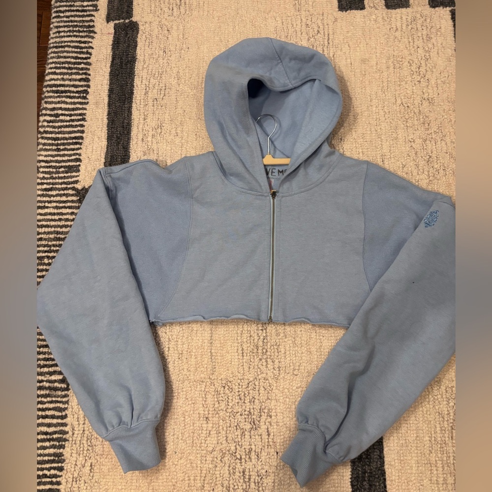FP Movement Free People Sky Blue Cropped Hoodie - Picture 2 of 9